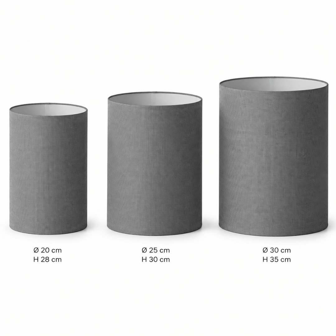 Cylinder lampeskærm grå. samlet