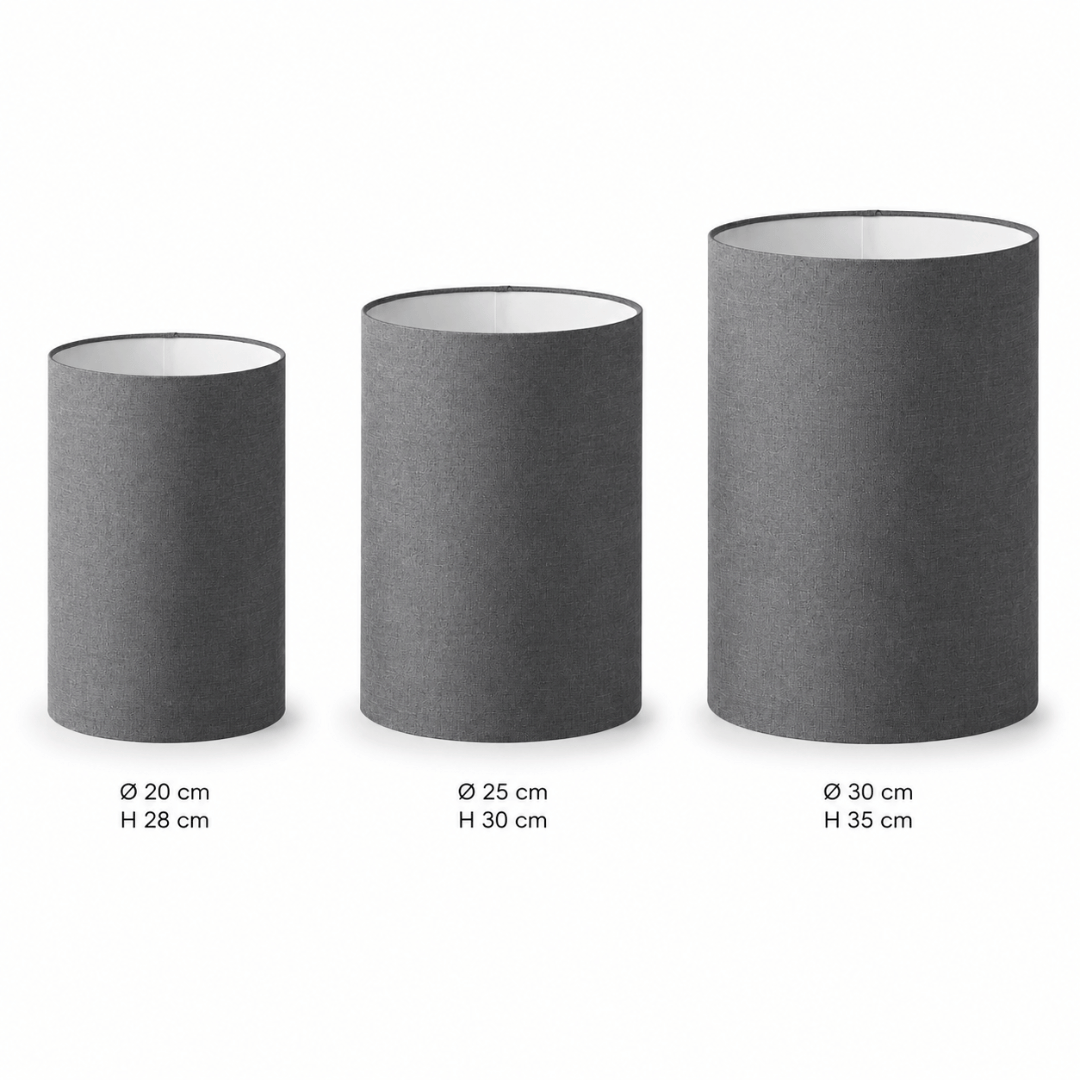 Cylinder lampeskærm lysegrå. samlet