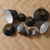 Rund skrå lampeskærm "Sort" stof. Hør - Thumbnail Image 3