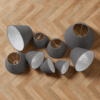 Rund skrå lampeskærm "Grå" stof. Hør - Thumbnail Image 3