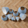 Rund skrå lampeskærm "Dueblå" stof. Hør - Thumbnail Image 3