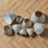 Rund skrå lampeskærm "Salt&pepper" stof. Hør - Thumbnail Image 3