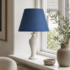 Oval Skrå lampeskærm "Blå" stof. Hør - Thumbnail Image 2