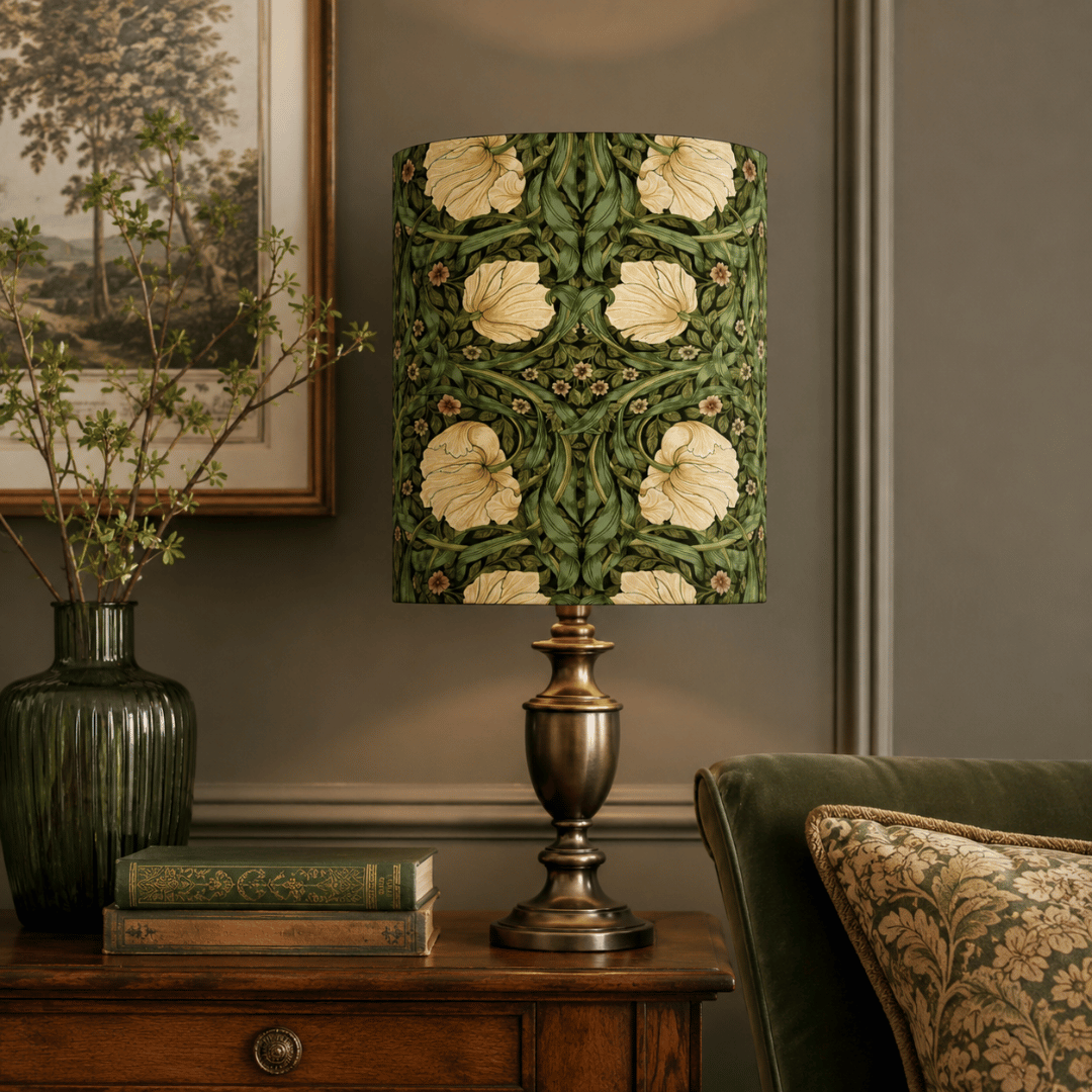 William Morris “Small Pimpernel” stof. Bomuld. Cylinder lampeskærm