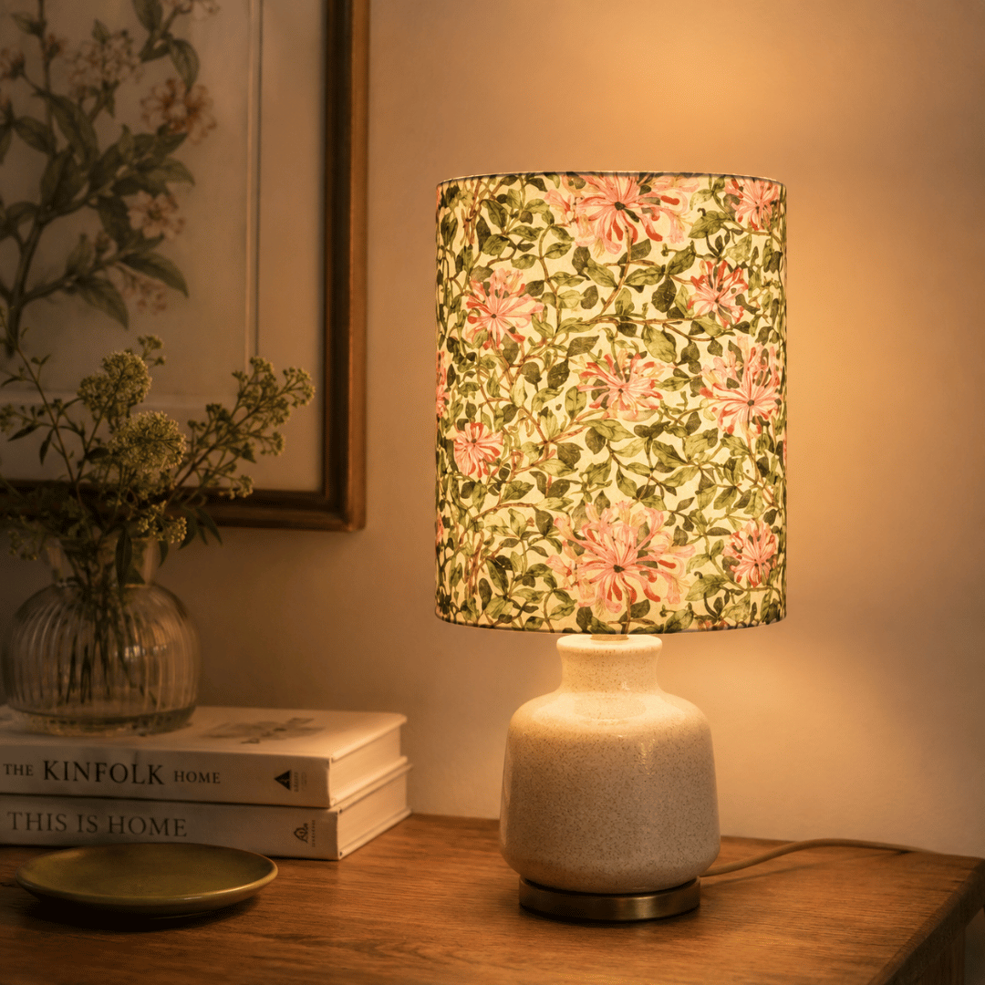 William Morris “Honeysuckle Green” stof. Bomuld. Cylinder lampeskærm_